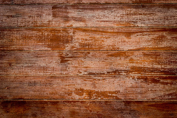 Brown wood plank wall horizontal background texture old panels.
