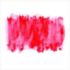 red stroke of  paint watercolor on white.Vector Eps10