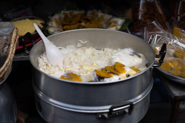 Close up friut and raw food in street market Thailand.