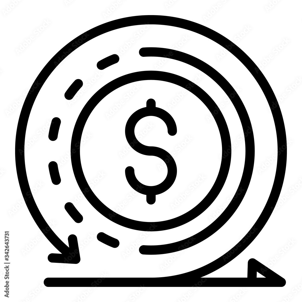 Poster dollar and circular arrow icon. outline dollar and circular arrow vector icon for web design isolate