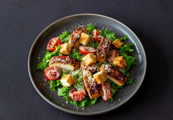 Caesar salad with chicken. Healthy eating. Diet. Recipes of national dishes.