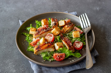 Caesar salad with chicken. Healthy eating. Diet. Recipes of national dishes.