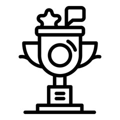 Cup with star and chat bubble icon. Outline cup with star and chat bubble vector icon for web design isolated on white background