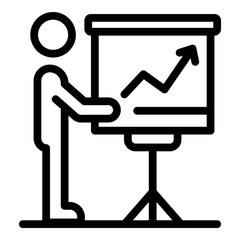 Businessman near flipchart icon. Outline businessman near flipchart vector icon for web design isolated on white background