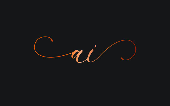ai or ia and a, i Lowercase Cursive Letter Initial Logo Design, Vector Template