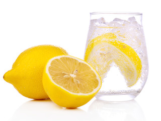 lemon juice isolated on white background.