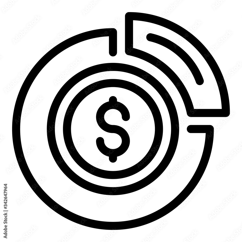 Poster dollar in a circle icon. outline dollar in a circle vector icon for web design isolated on white bac