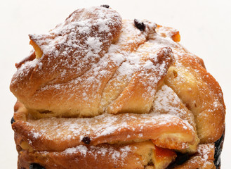 Easter cake with powdered sugar on the crust