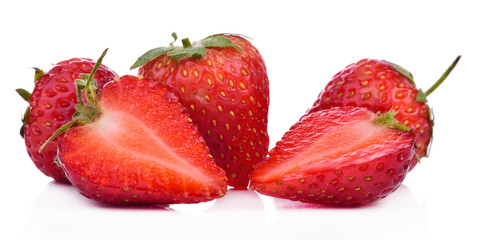 strawberries isolated on white background.
