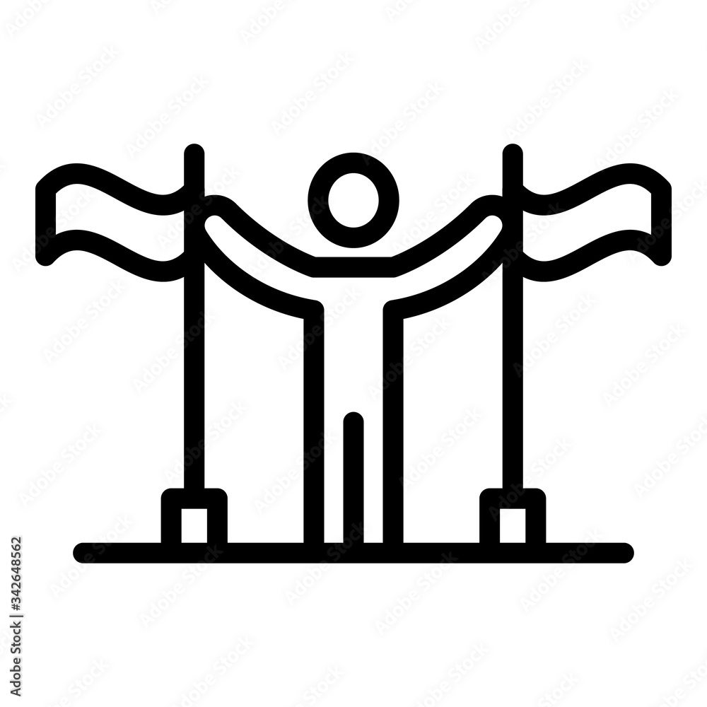 Poster man between flags icon. outline man between flags vector icon for web design isolated on white backg