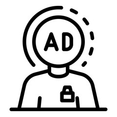 Obraz premium Marketing expert and ad icon. Outline marketing expert and ad vector icon for web design isolated on white background