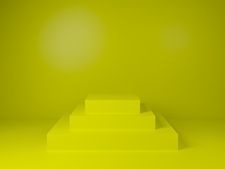 3D background renders platforms Stan geometric shape podium modern minimalist mockup for cosmetics podium or showcase. color yellow