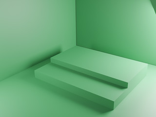 3D background renders platforms Stan geometric shape podium modern minimalist mockup for cosmetics podium or showcase. color green