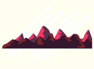 Red color Mountain Range Flat vector icon illustration