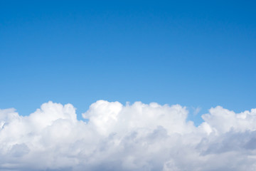 Blue sky and white clouds. Background. Template. Copy space.