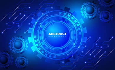 technology background. neon effect. circuit board concept. Gear Wheel Mechanism. button.  Hi-tech digital technology and engineering. Digital technology backdrop. Vector illustration