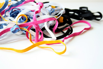 Multi-colored sewing gum.  Elastic band for sewing clothes.
