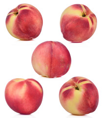 Ripe peach set healthy fresh fruit from nature isolated on a white background.
