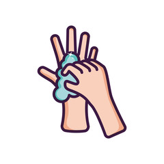 hand washing with foam, line color style