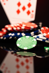 Blackjack cards with chips