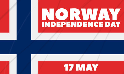 Norway Independence Day. National day of Norway and is an official public holiday observed on May 17 each year. Poster, card, banner, background design. 