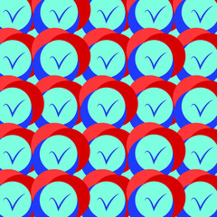 Round pattern red and blue. Romantic ornamental, gentle artwork. Style composition, design. Round shape. Circle style print. Spring and summer image. Textile elements, fabric, decor.