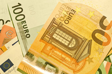 euro banknotes and coins