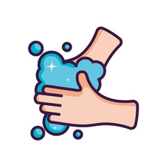 hand washing with soapy water icon, line color style
