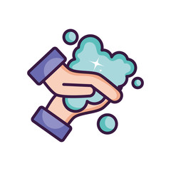 hand washing icon, line color style