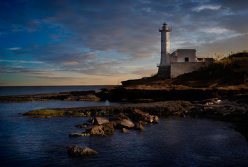 Fototapeta na wymiar ventotene lighthouse at sunset pontine islands