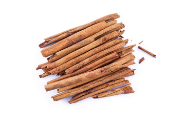 cinnamon on white background.