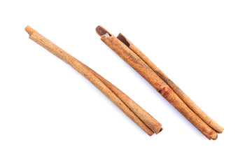 cinnamon on white background.