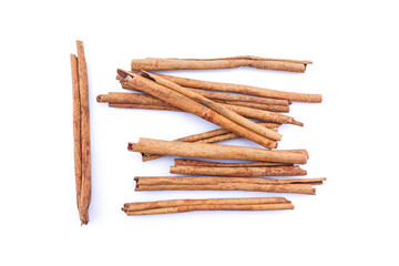 cinnamon on white background.