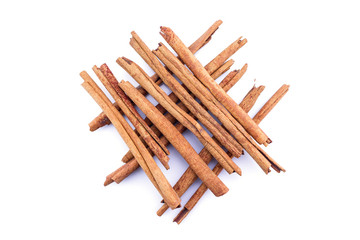 cinnamon on white background.