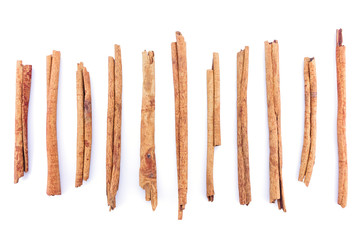 cinnamon on white background.