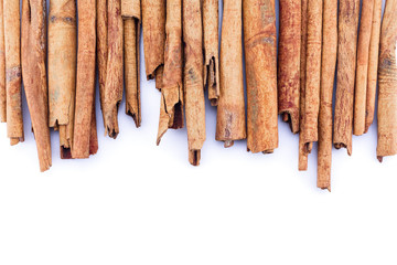 cinnamon on white background.