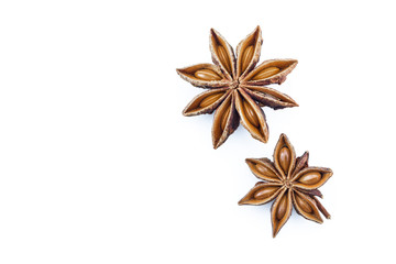 star anise on white background.