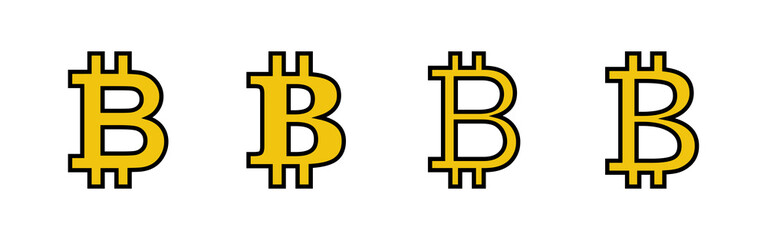 Bitcoin sign icons set. Crypto currency symbol. Blockchain. Cryptocurrency