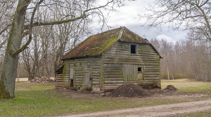 abandoned farm building in countryside