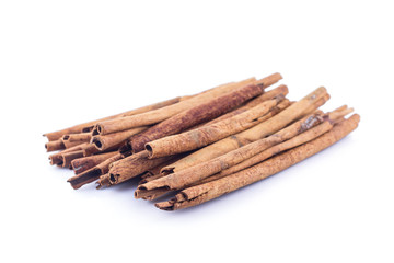 cinnamon sticks on white background