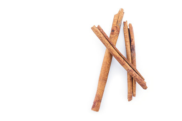 cinnamon on white background.