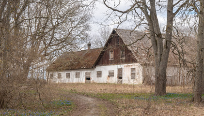 Plakat countryside barn building in estonia europe
