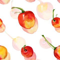 Cherry seamless  pattern.Image on a white and color background.