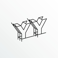 Obraz premium Initial Letter YY with Architecture Graphic Logo Design