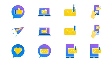 Message and Mail line icons on white background.vector illustration