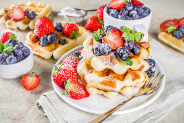 Sweet Homemade Belgian Waffles with Berries