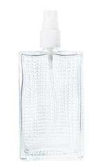 empty perfume spray flacon isolated on white