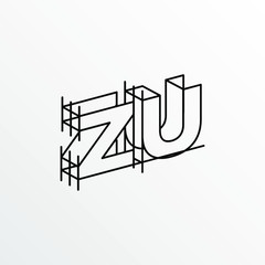 Initial Letter ZU with Architecture Graphic Logo Design
