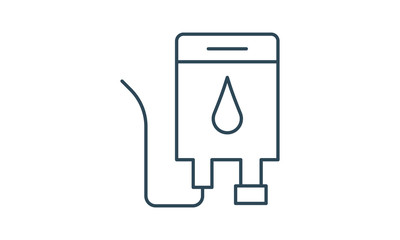 Blood bag icon in simple black style for medical and donation