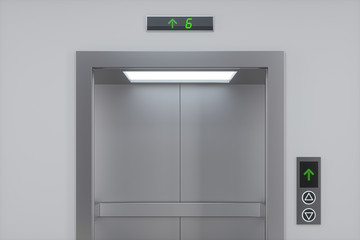 The elevator in the corridor, 3d rendering.